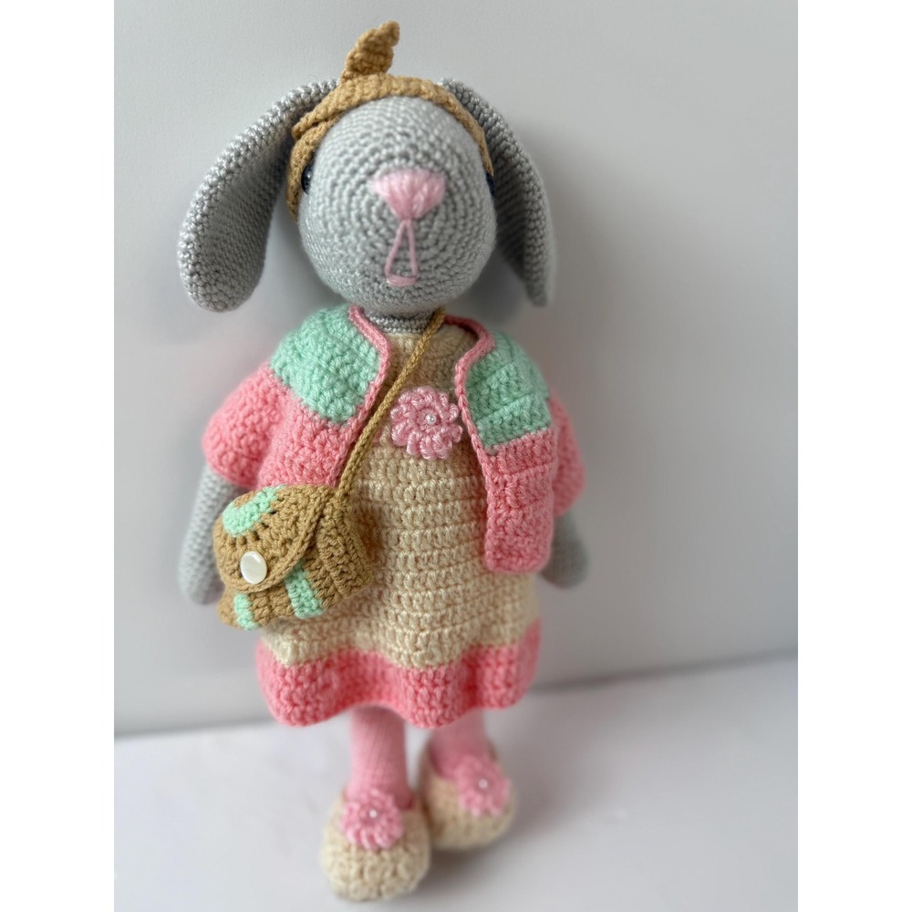Handmade Bunny, Rabbit in clothes,‎ crocheted by hand.